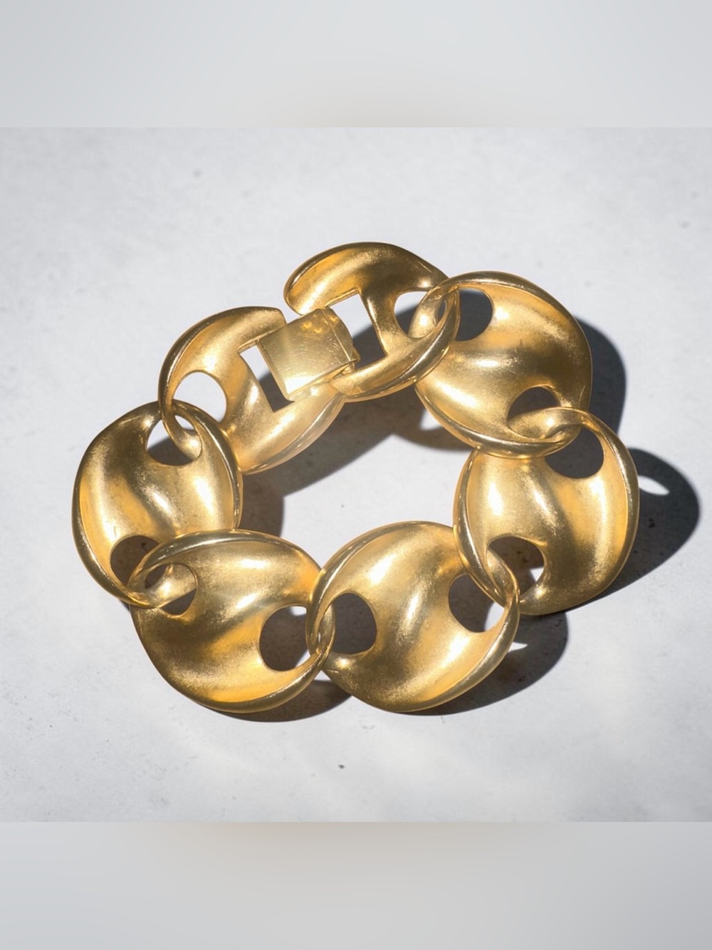 Vintage TAT signed Gold Tone Link Statement Bracelet